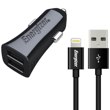 Energizer chargeur car 12-24V 3,4A 2XUSB 1M noir