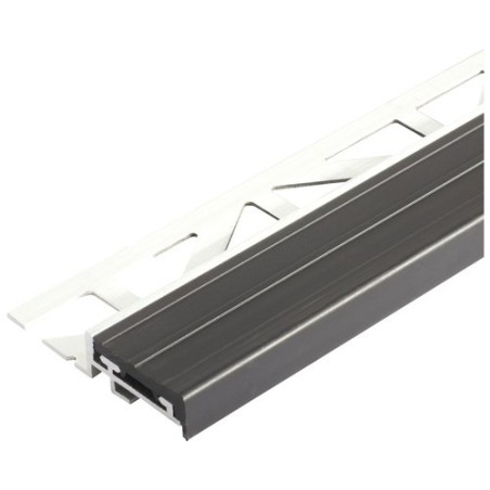 Dural profilé pour marche escalier aluminium/PVC noir 250 cm