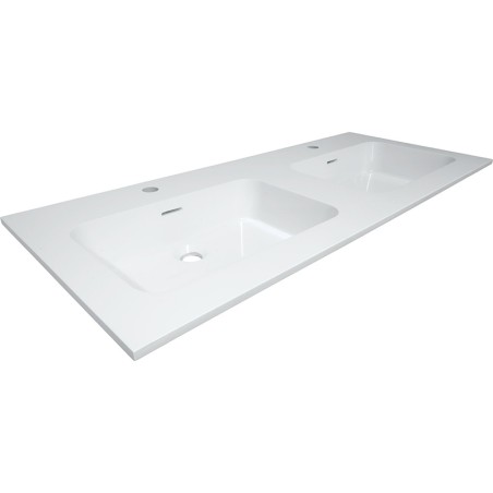 Tablette marbre Combo/Molto/Puro 2 lavabos blanc