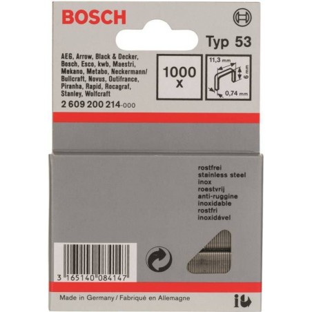 Bosch 1000 agrafes inox 6X11,4MM N°53