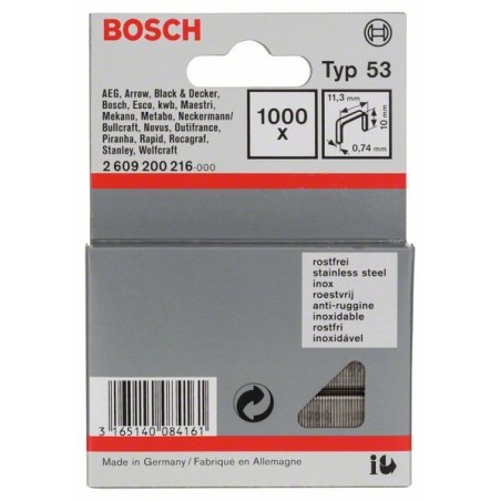 Bosch 1000 agrafes inox 10X11,4MM N°53