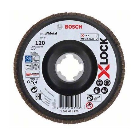 Bosch Disque à lamelles XLOCK, plaque en plastique 125 G120