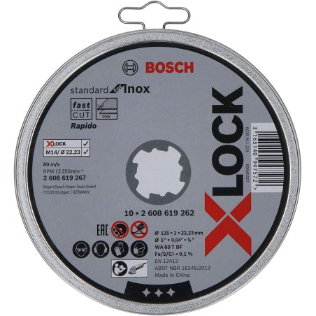 Bosch Xlock pack 10 disques inox 125X1mm plat